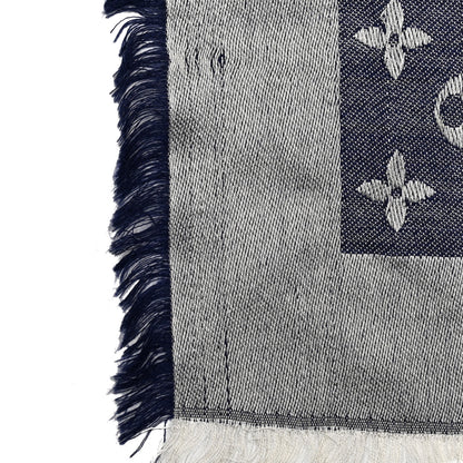 Louis Vuitton Silk Wool Monogram Denim Shawl Blue 4 of 5