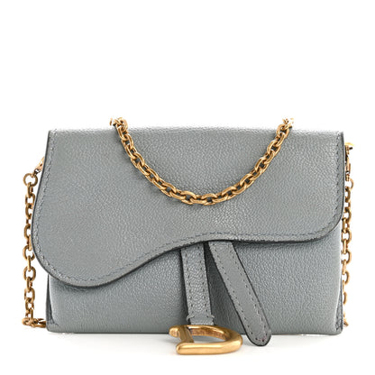Christian Dior Goatskin Nano Saddle Chain Pouch Blue 1 of 10