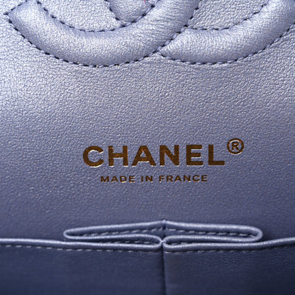 Chanel Metallic Lambskin Quilted Medium Double Flap Purple 6 of 11