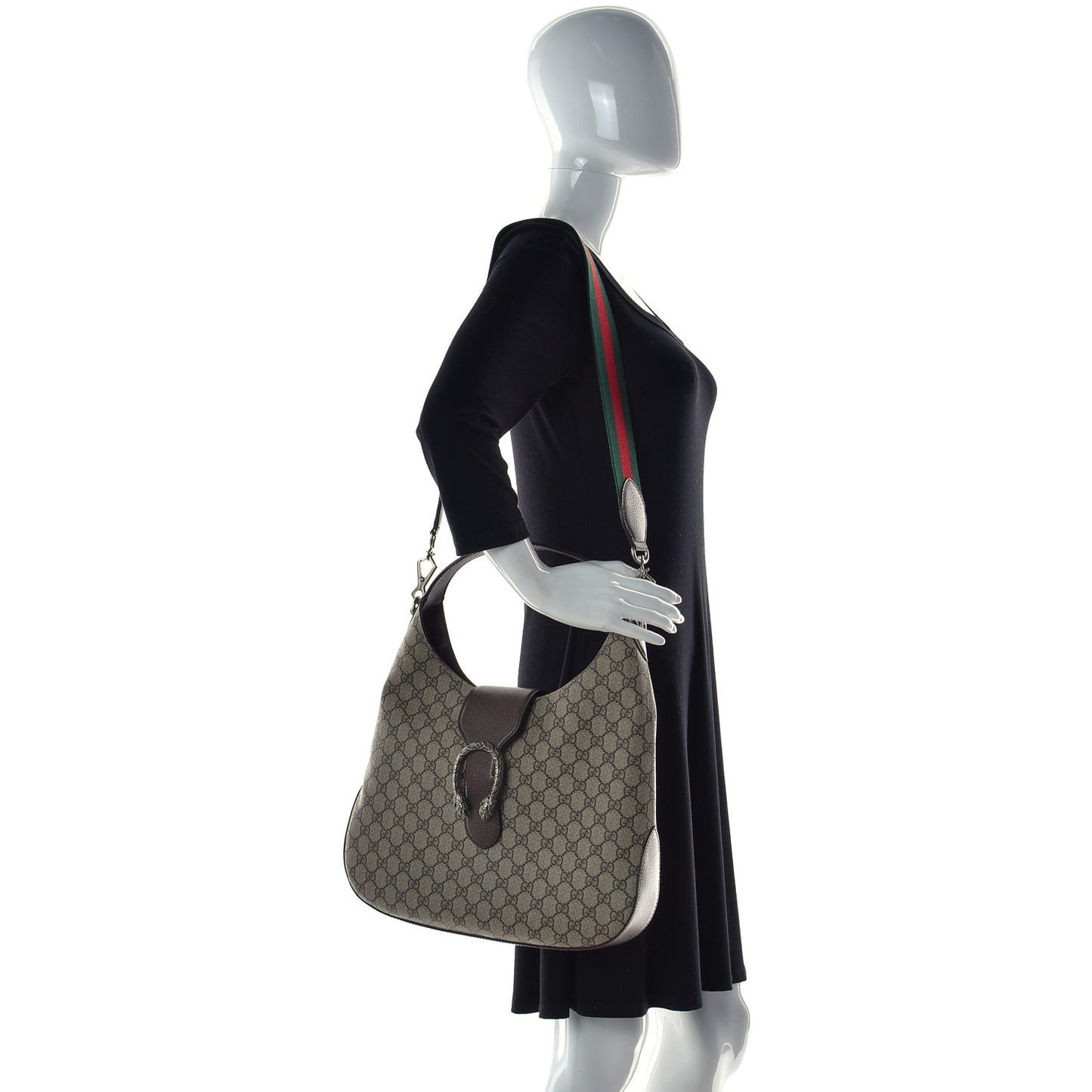 GG Supreme Monogram Web Medium Dionysus Hobo Brown