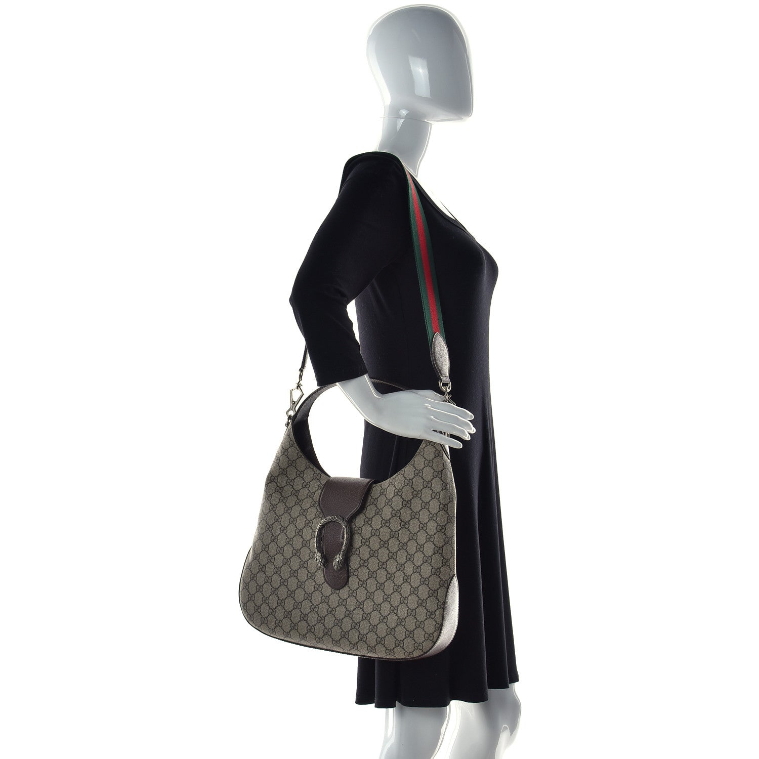 Gucci GG Supreme Monogram Web Medium Dionysus Hobo Brown 2 of 9