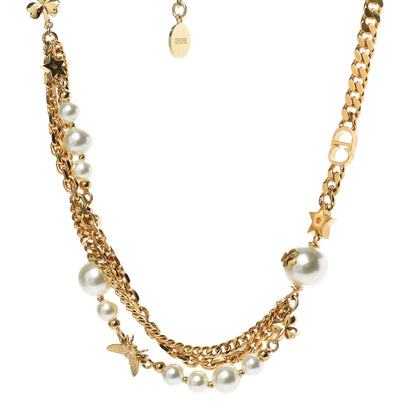 Christian Dior Pearl Charms Necklace Gold 1 of 4