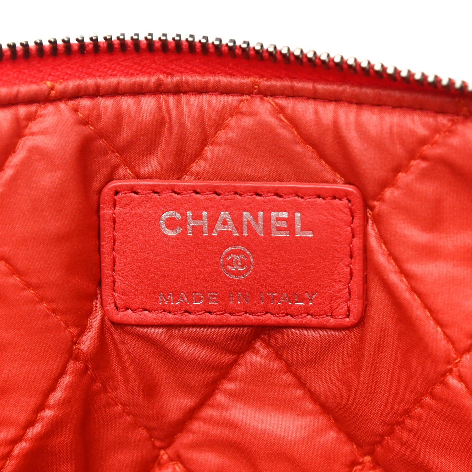 Chanel Calfskin Patent Quilted Medium Cosmetic Case Red 6 of 12