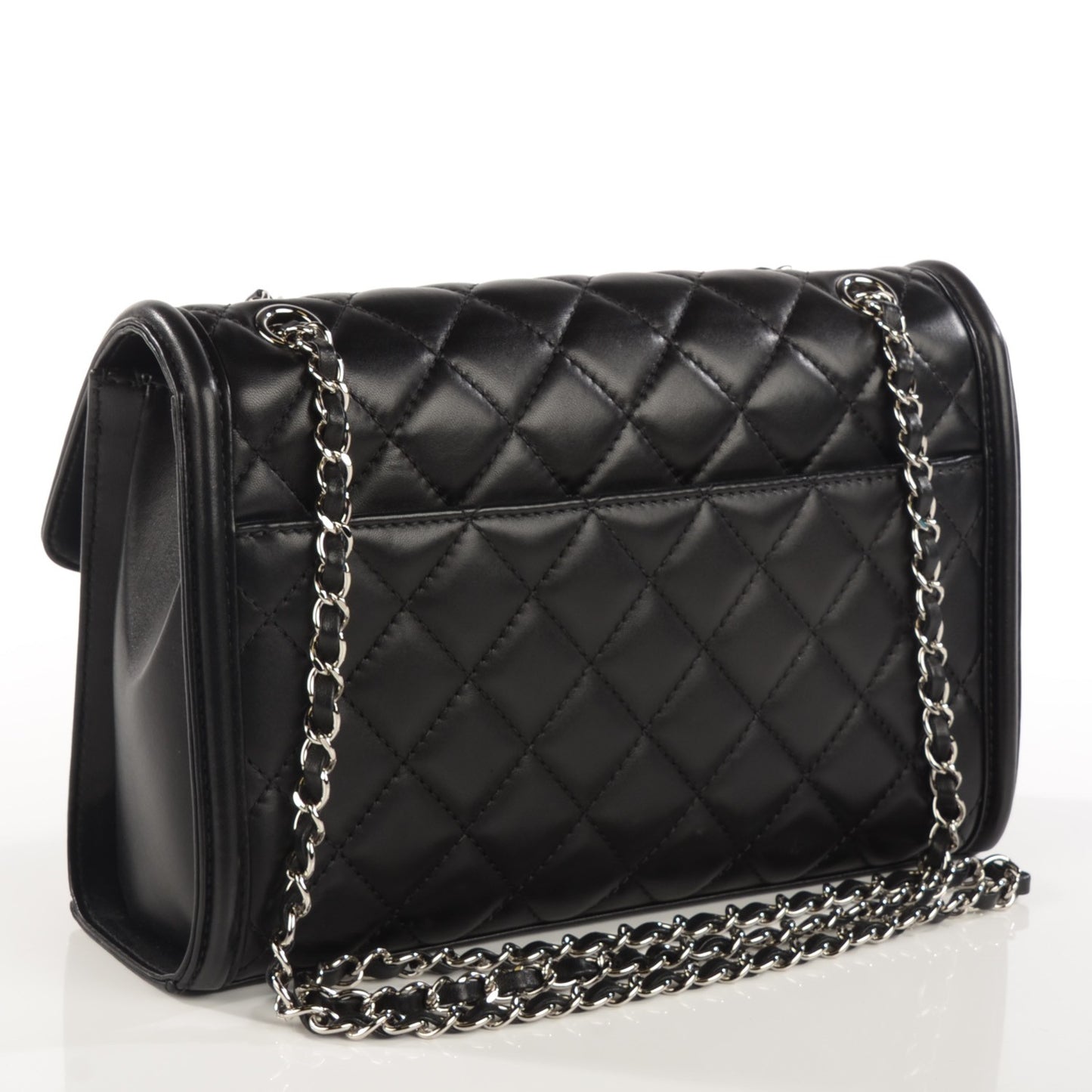 Lambskin Quilted Large Geometric Flap Black