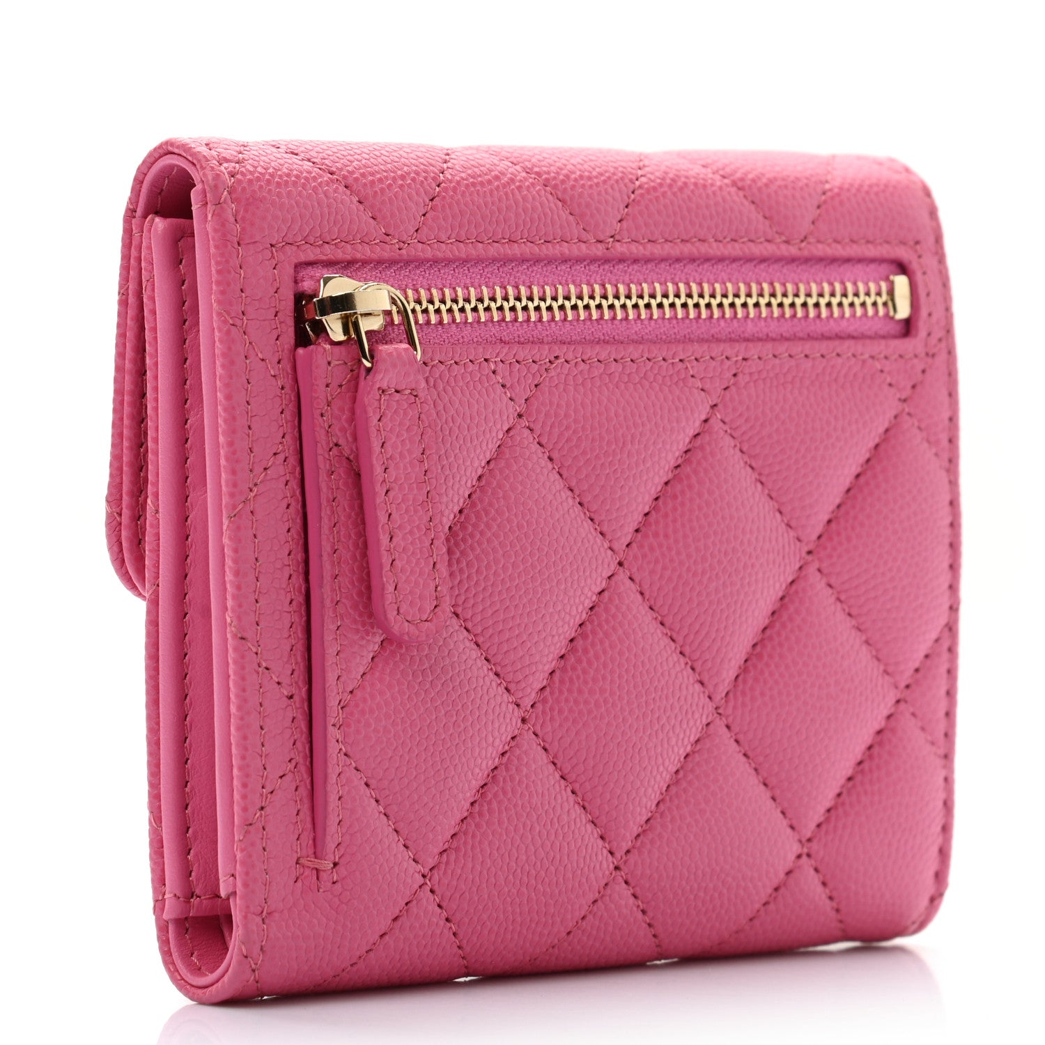 Chanel Caviar Quilted Compact Flap Wallet Pink 3 of 8