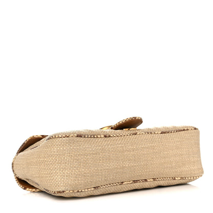 Gucci Raffia Elaphe Matelasse Small GG Marmont Shoulder Bag Natural Cream Brown 4 of 15