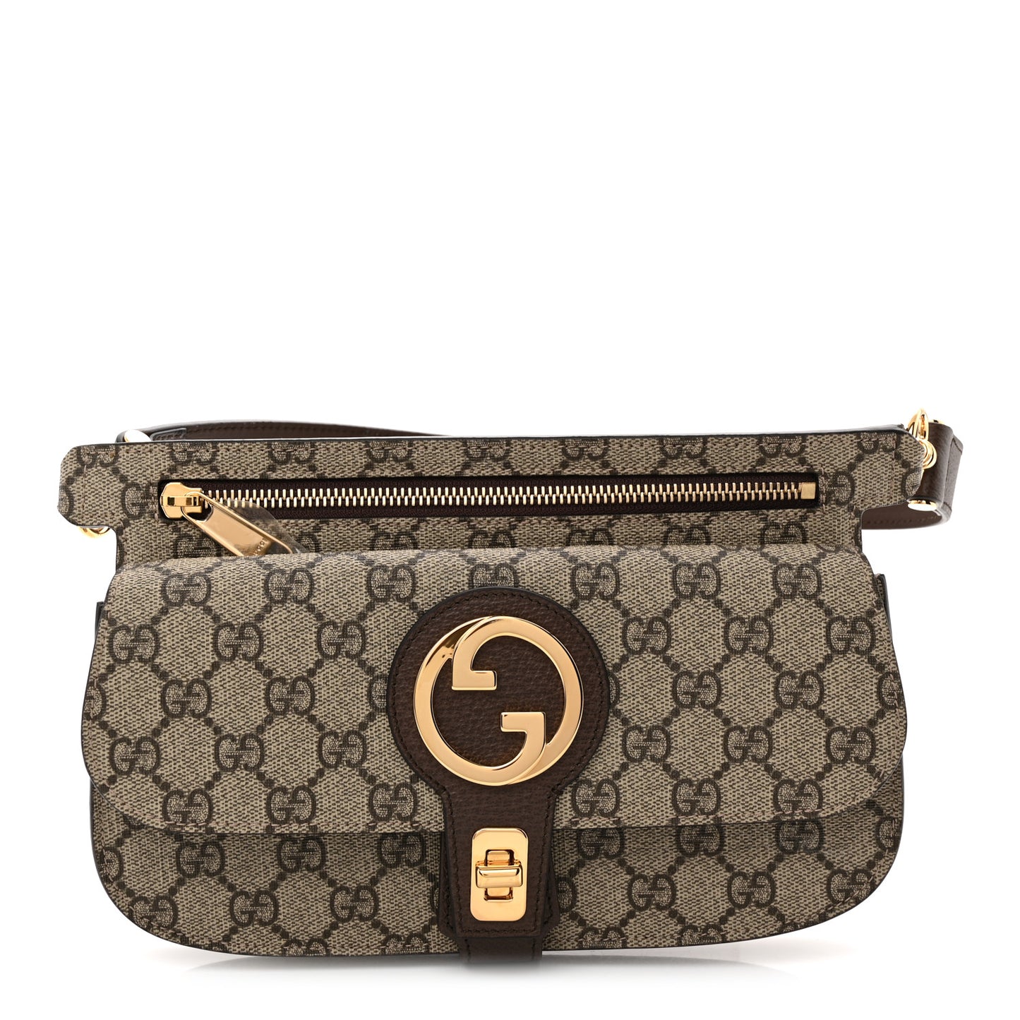 GG Supreme Monogram Textured Dollar Calfskin Blondie Belt Bag Beige Ebony New Acero
