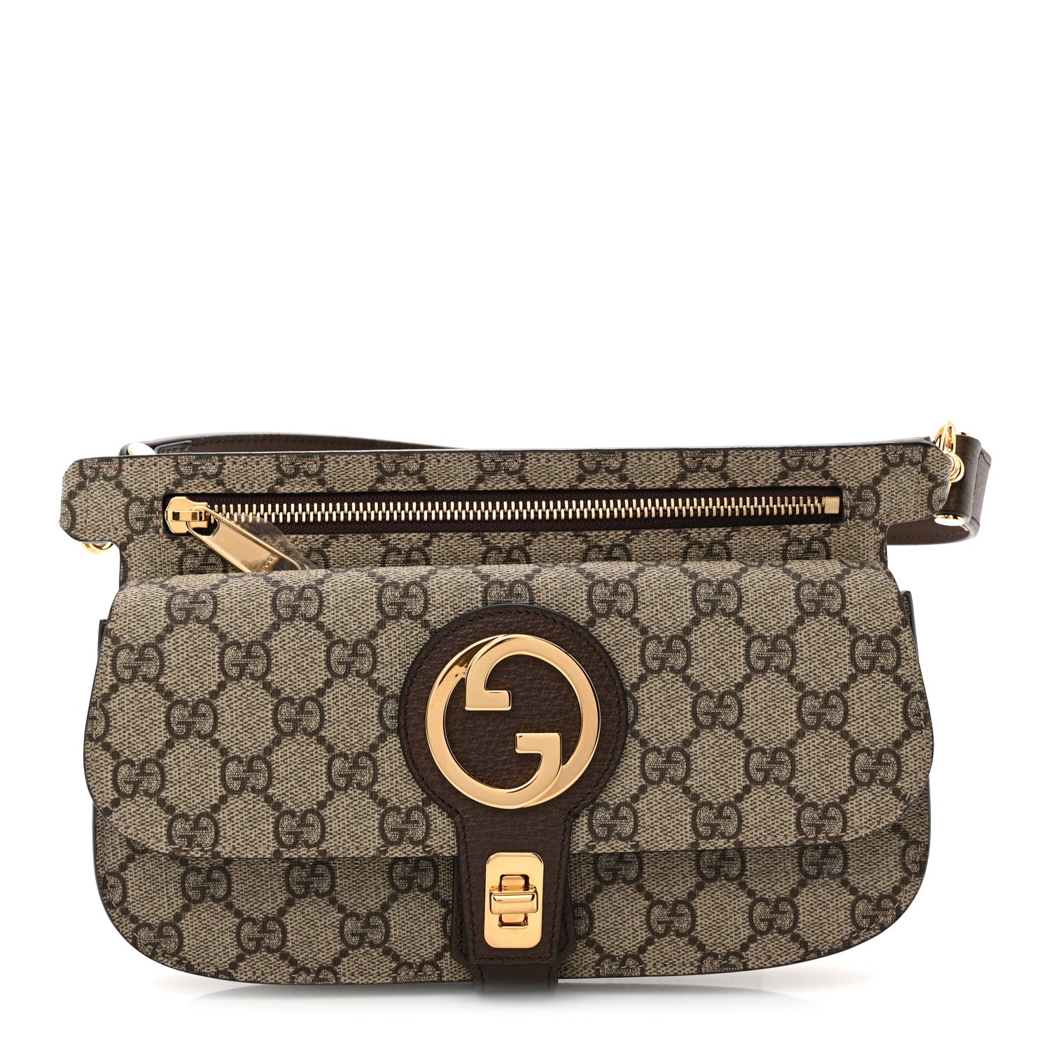 Gucci GG Supreme Monogram Textured Dollar Calfskin Blondie Belt Bag Beige Ebony New Acero 1 of 10