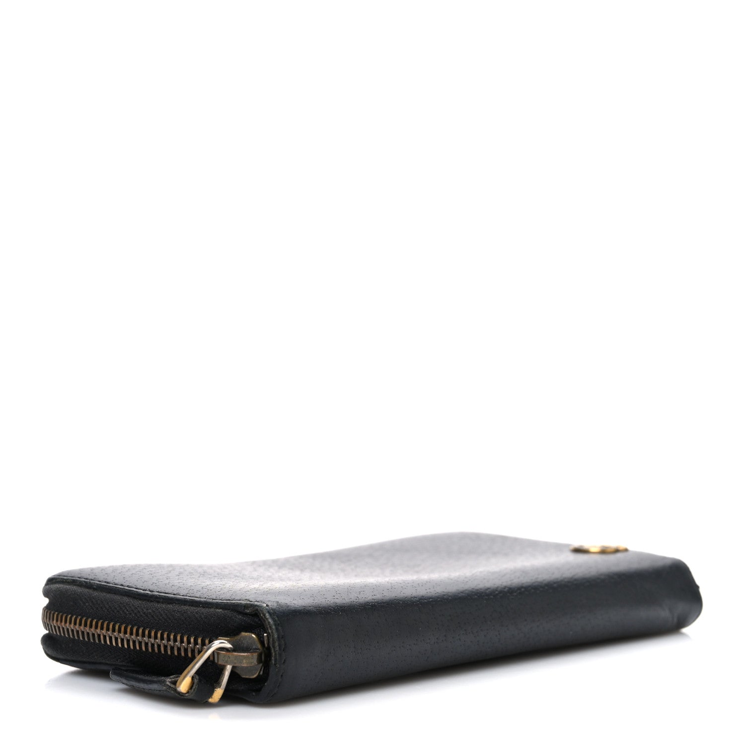 Gucci Dollar Calfskin Boar Effect GG Marmont Zip Around Wallet Black 4 of 8