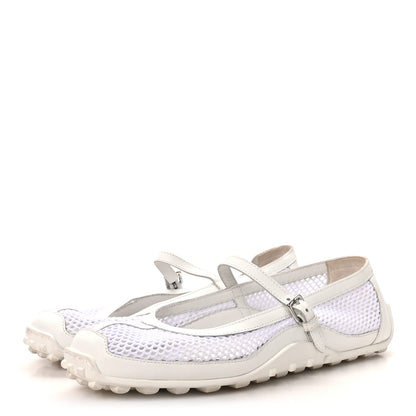 Hermes Crochet Knit Calfskin Kichu Ballet Flats 39 White 4 of 9