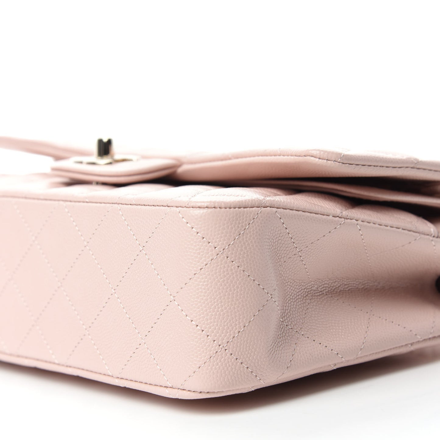 Caviar Quilted Medium Double Flap Light Pink
