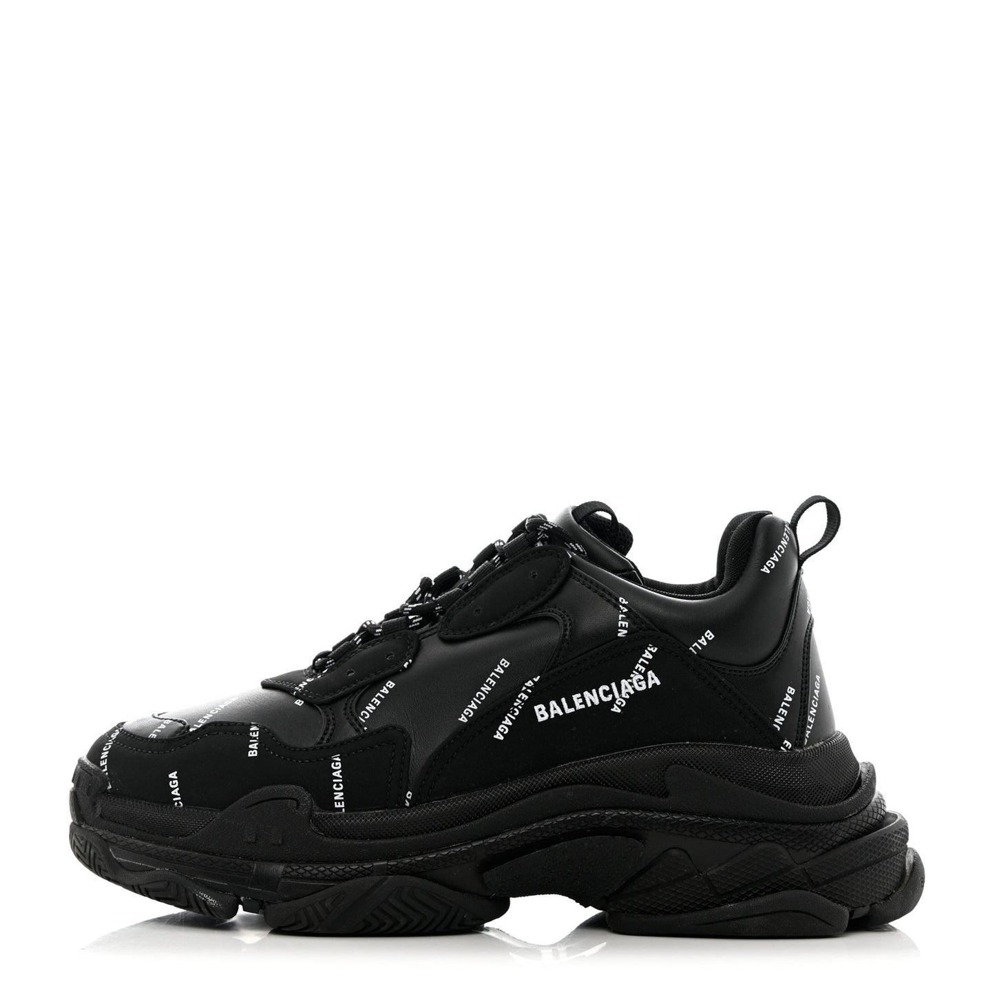 Technical Fabric Allover Logo Mens Triple S Sneakers 45 Black White