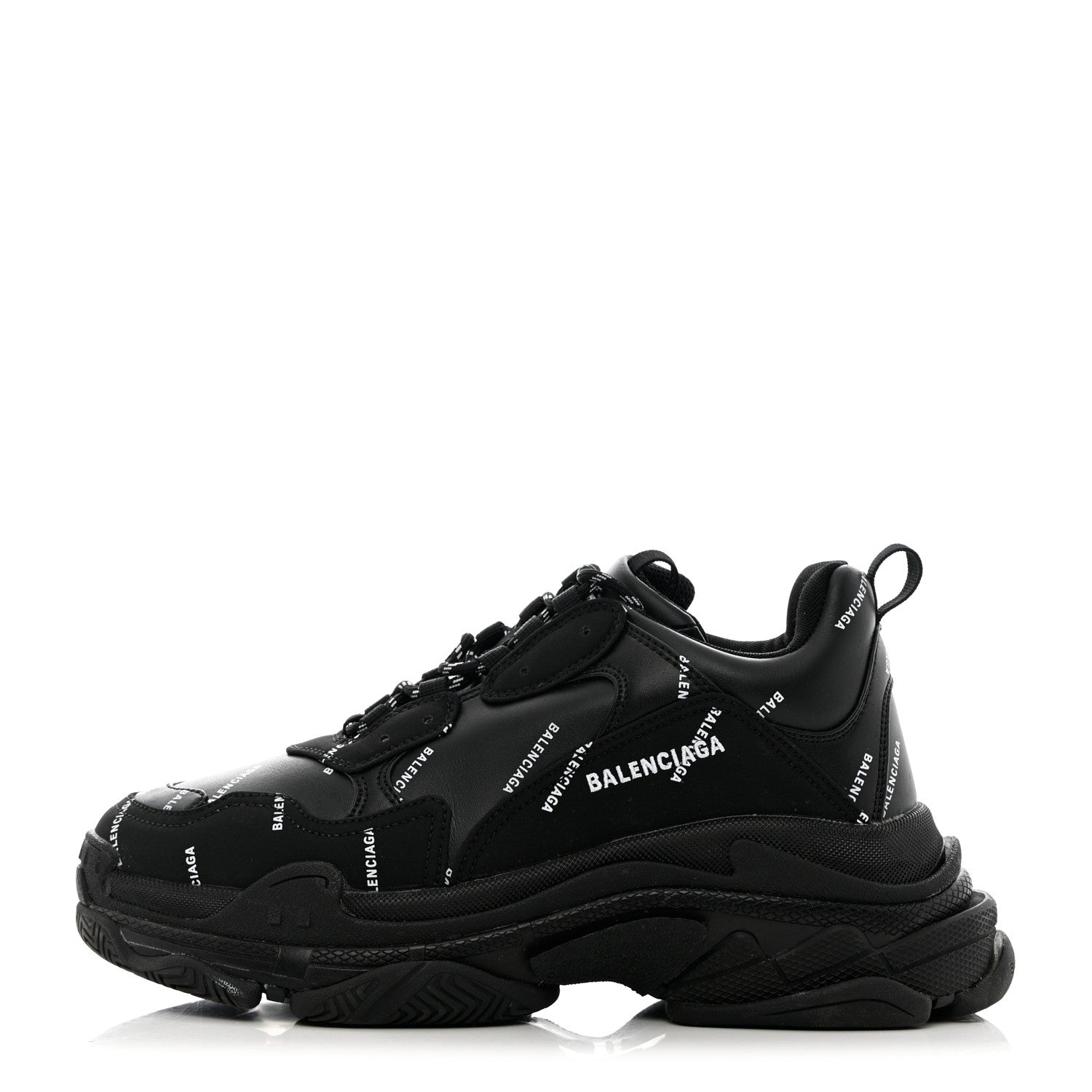 Balenciaga Technical Fabric Allover Logo Mens Triple S Sneakers 45 Black White 1 of 11