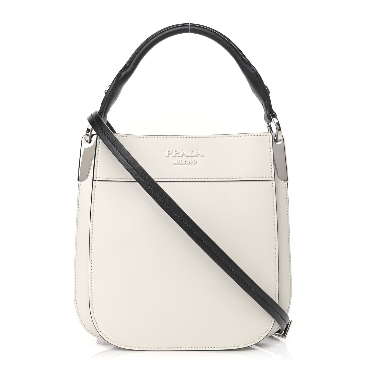 City Calfskin Small Margit Bag White Black