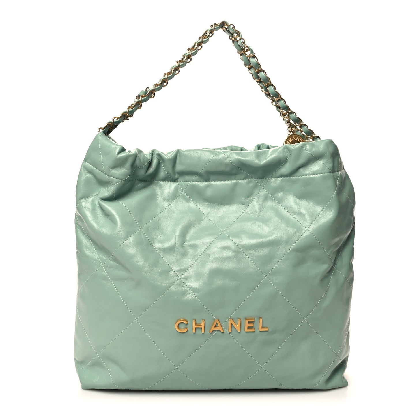 Shiny Calfskin Quilted Chanel 22 Light Green