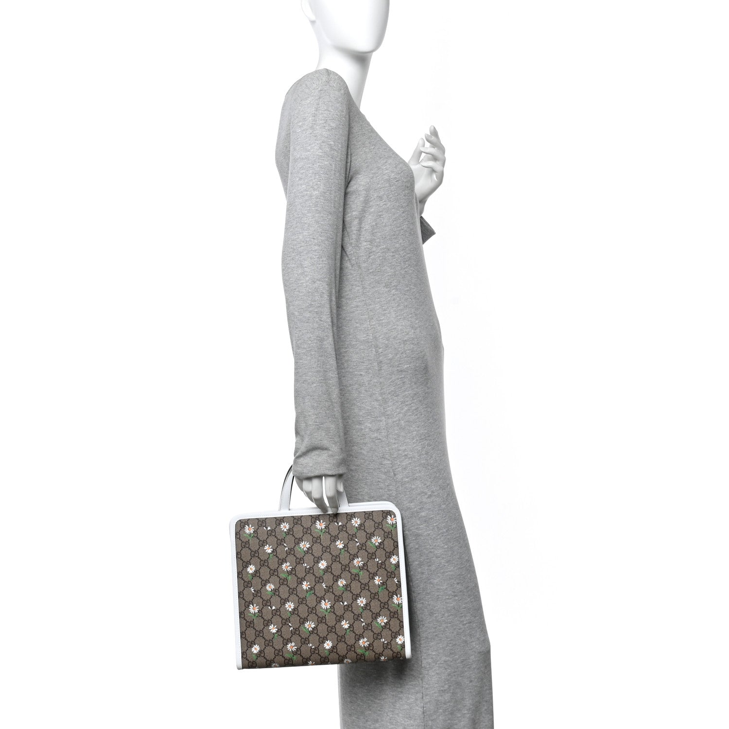 Gucci GG Supreme Monogram Daisies Childrens Tote Beige Ebony Great White 2 of 10