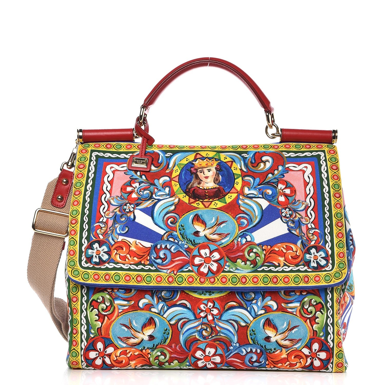 Dolce & Gabbana Canvas Court Printed Extra Large Miss Sicily Satchel Multicolor 1 of 8