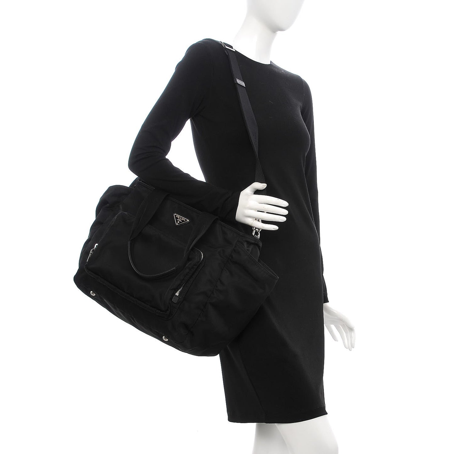 Tessuto Nylon Vela Diaper Bag Black