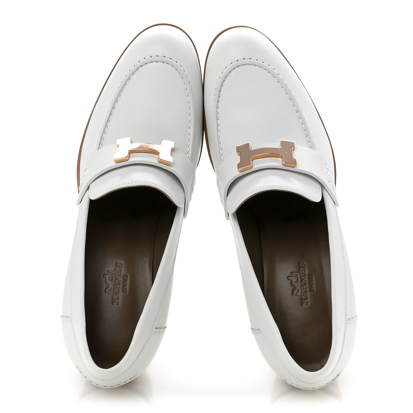 Calfskin Womens Dauphine 70 Moccasin Loafers 37.5 White
