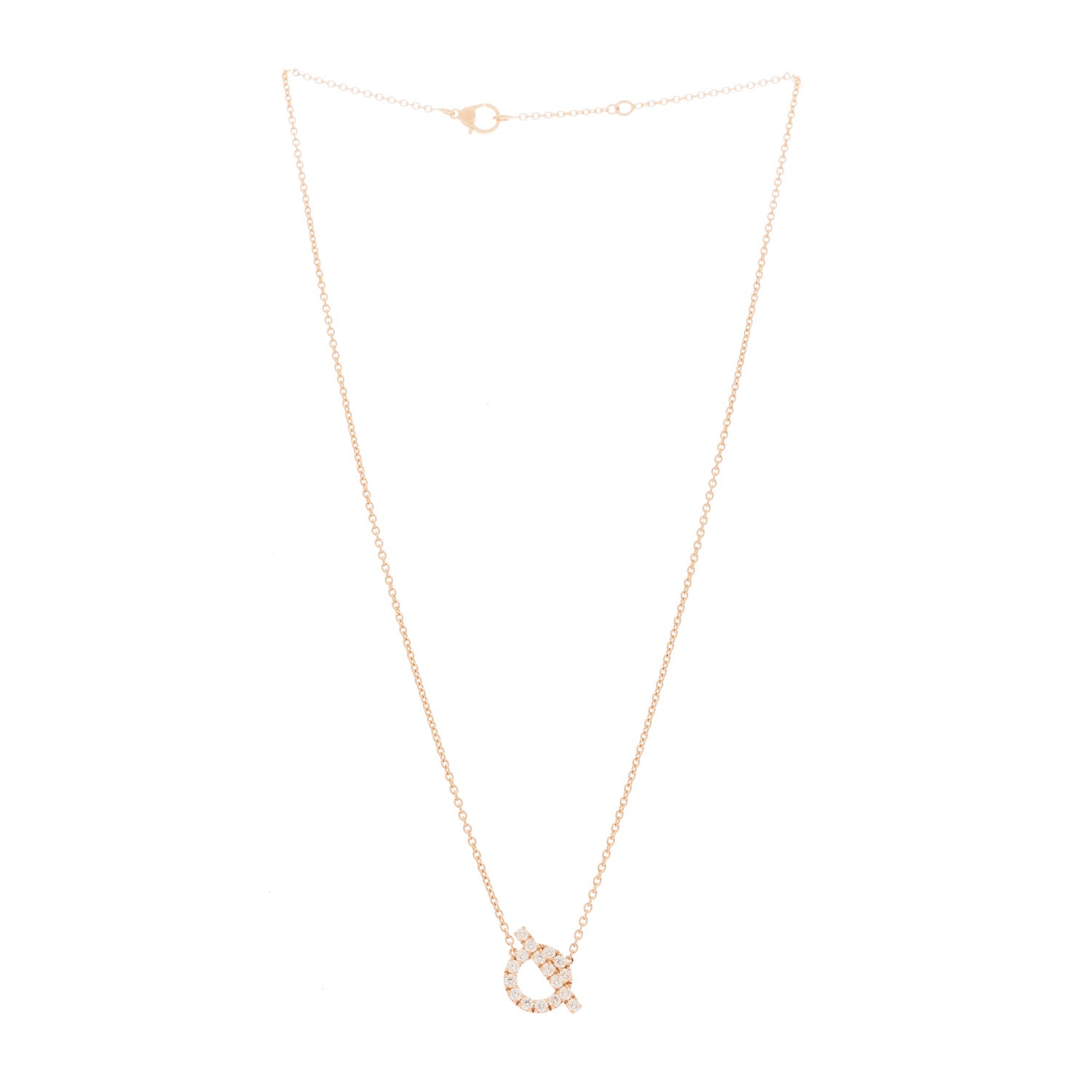 Hermes 18K Rose Gold Diamond Finesse Pendant Necklace 3 of 6