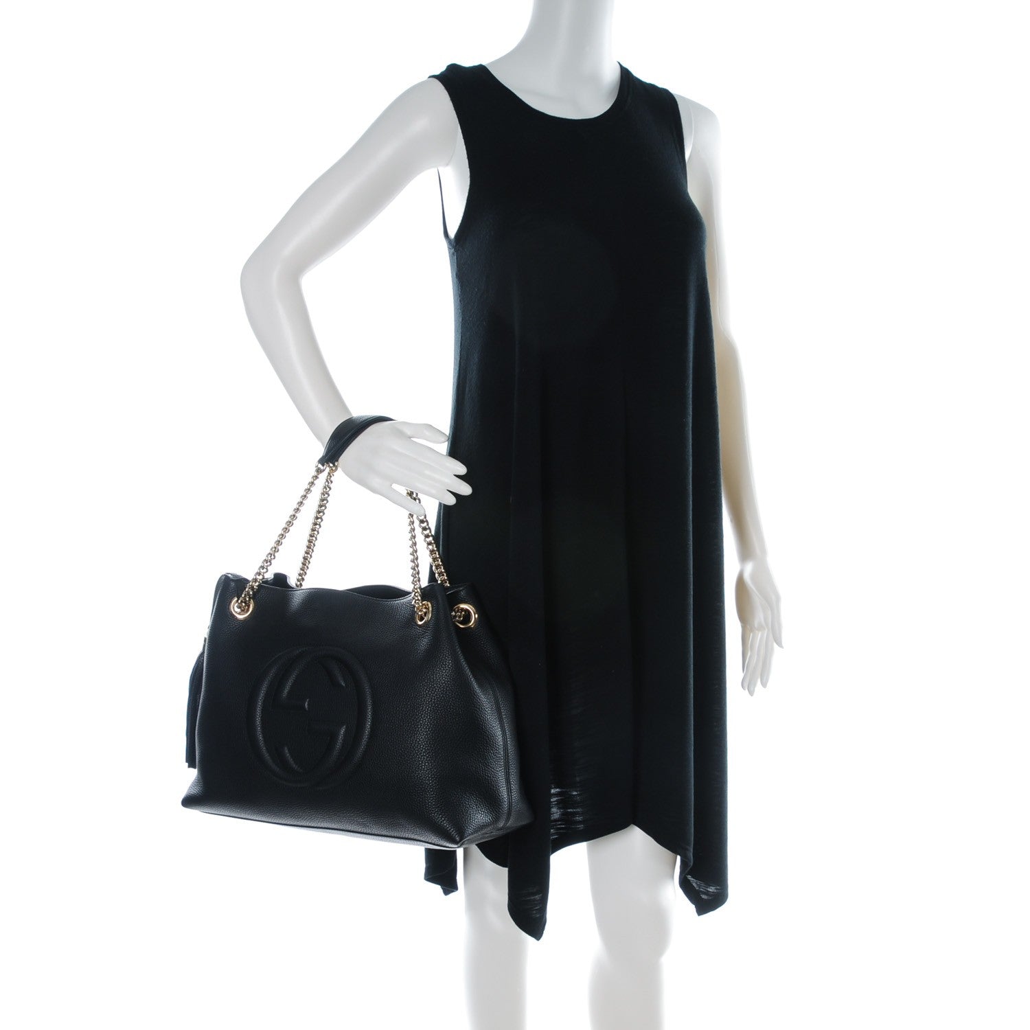 Gucci Pebbled Calfskin Medium Soho Chain Shoulder Bag Black 2 of 7