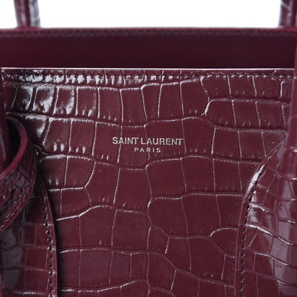 Saint Laurent Calfskin Crocodile Embossed Small Sac de Jour Rouge Legion 11 of 11
