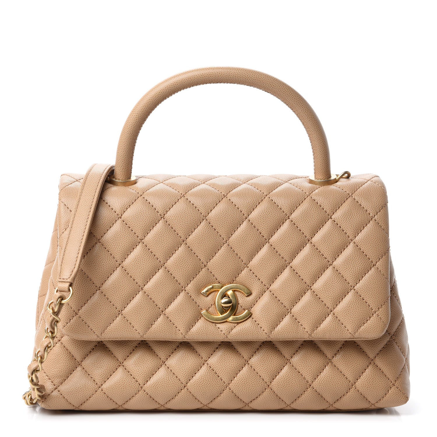 Chanel Caviar Quilted Small Coco Handle Flap Light Beige 1 of 11