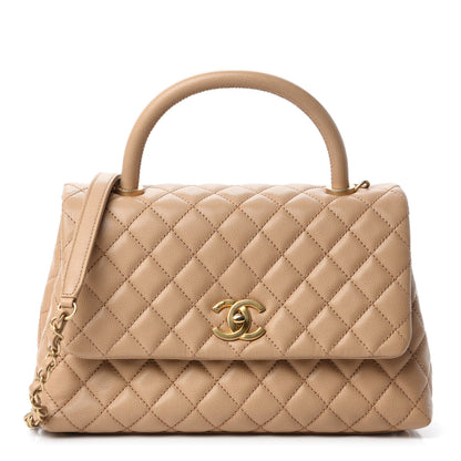 Chanel Caviar Quilted Small Coco Handle Flap Light Beige 1 of 11