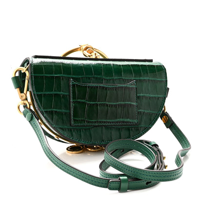 Chloe Calfskin Crocodile Embossed Small Nile Bracelet Minaudiere Bag Woodsy Green 3 of 9