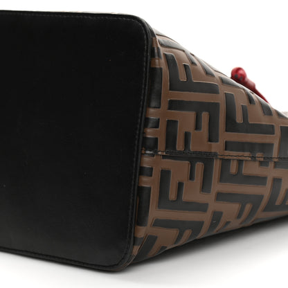 Fendi Vitello Grace F is Fendi Bi-Color FF 1974 Embossed Grande Mon Tresor Bucket Bag Maya Black Fragola 8 of 10
