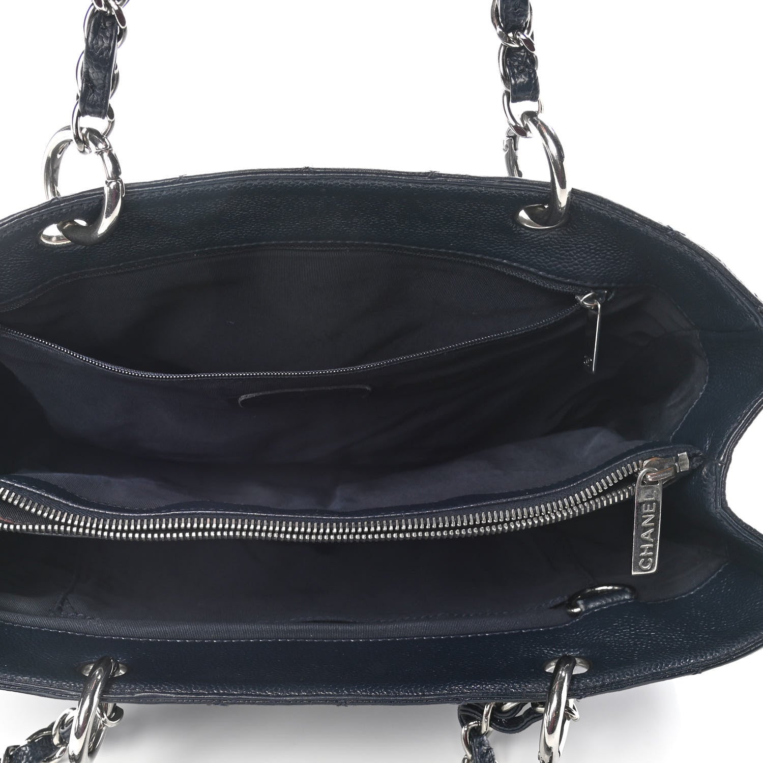 Chanel Caviar Quilted Grand Shopping Tote GST Navy Blue 5 of 10