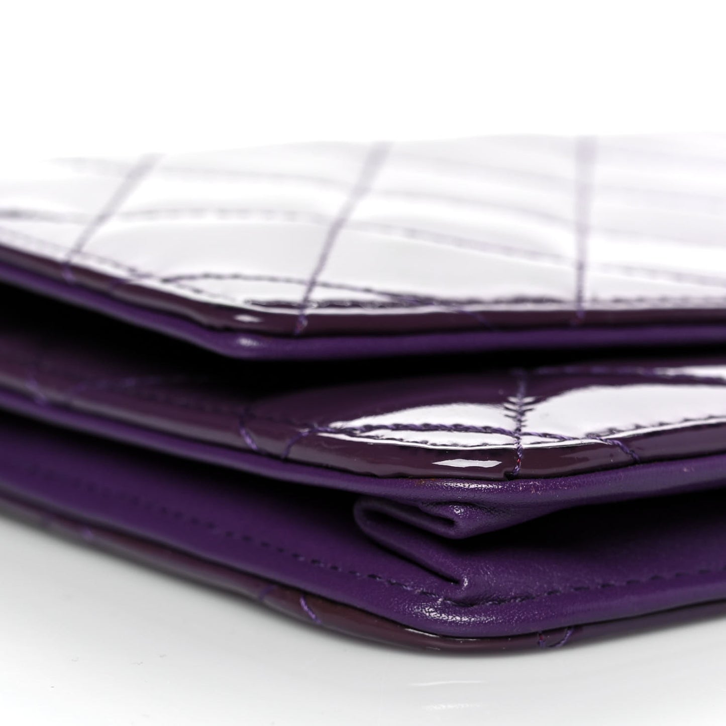 Patent Quilted Brilliant Wallet On Chain WOC Violet