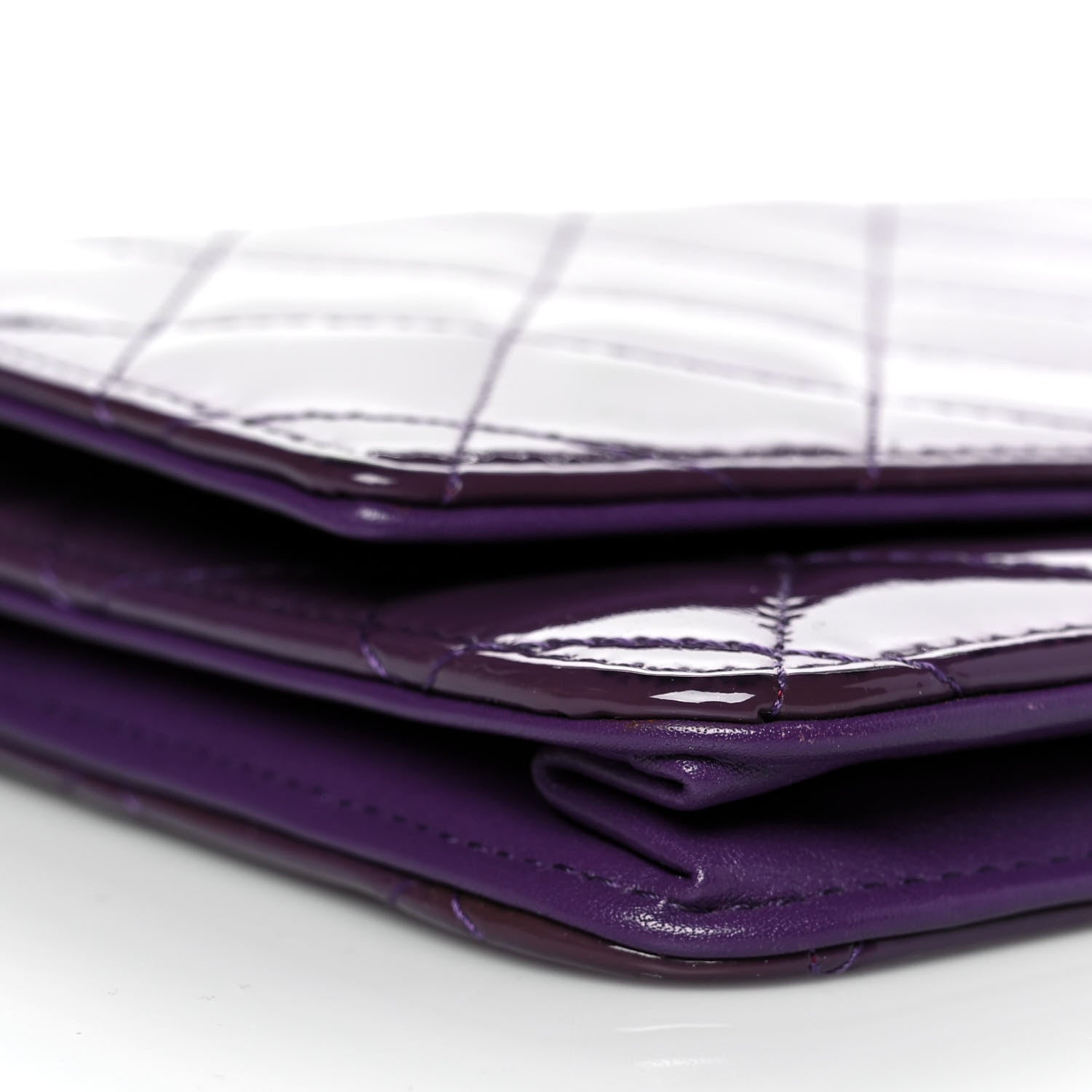 Chanel Patent Quilted Brilliant Wallet On Chain WOC Violet 4 of 11