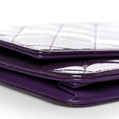 Chanel Patent Quilted Brilliant Wallet On Chain WOC Violet 4 of 11