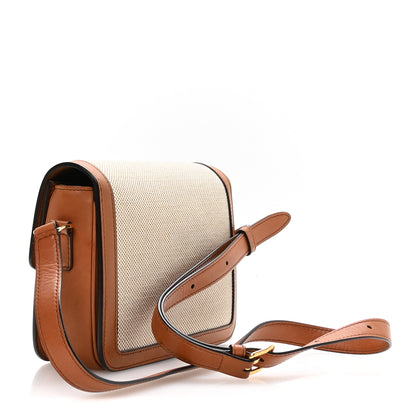 Celine Textile Natural Calfskin Teen Triomphe White Tan 3 of 11