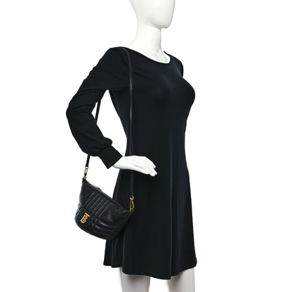 Burberry Lambskin Quilted Small Crescent Lola Bag Black 2 of 9