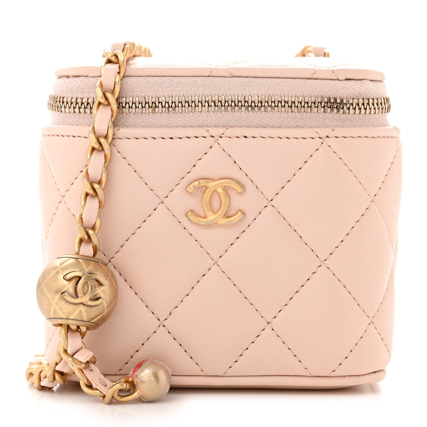 Chanel Lambskin Quilted Pearl Crush Mini Vanity Case With Chain Light Beige 1 of 11