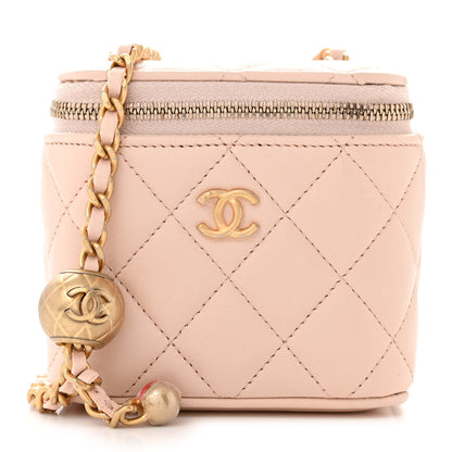 Chanel Lambskin Quilted Pearl Crush Mini Vanity Case With Chain Light Beige 1 of 11