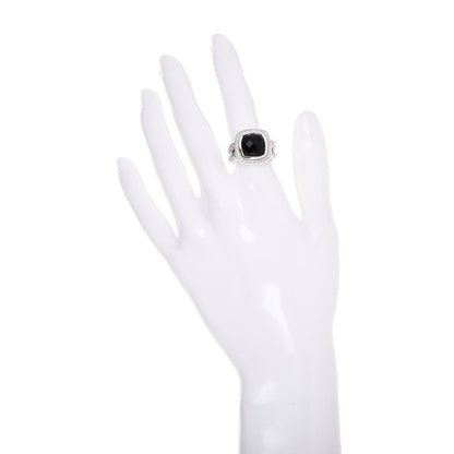 David Yurman Sterling Silver Diamond Black Onyx 11mm Albion Ring 54 7 2 of 5