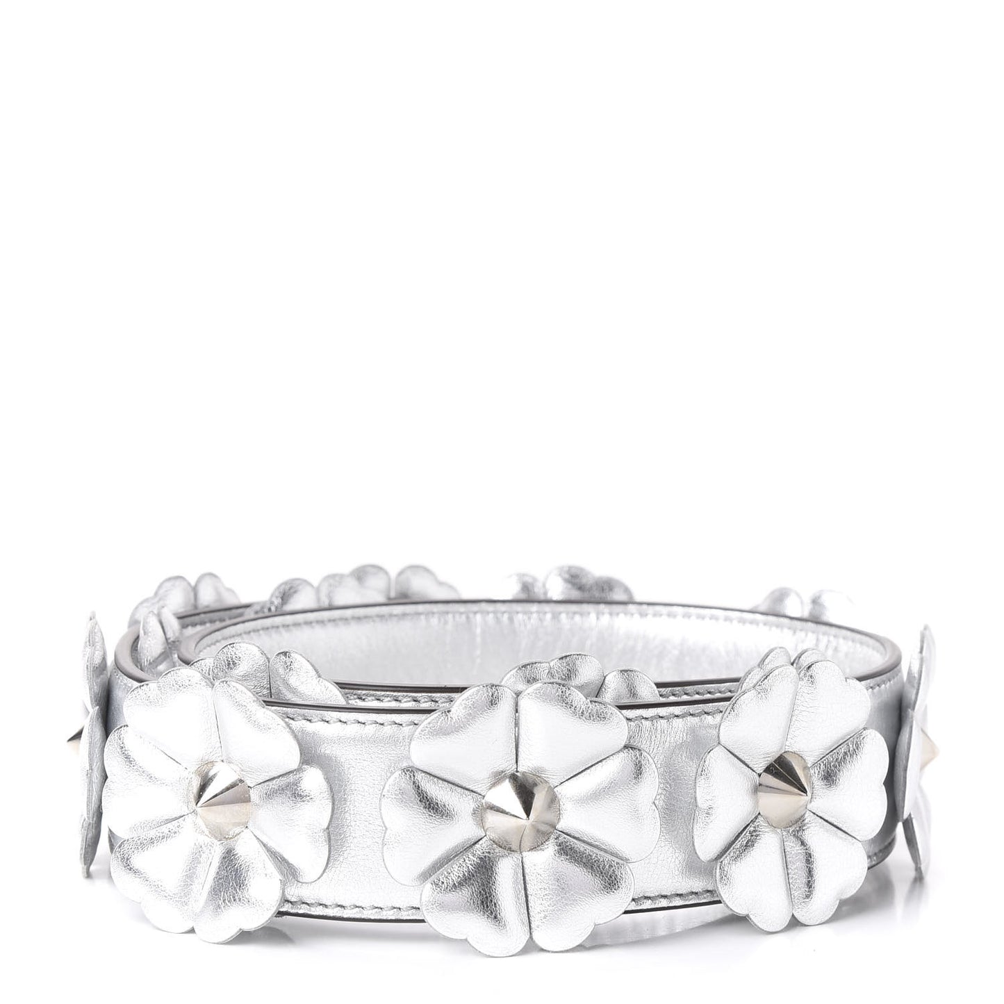 Vitello Catalan Mirror Flowerland Studded Strap You Silver