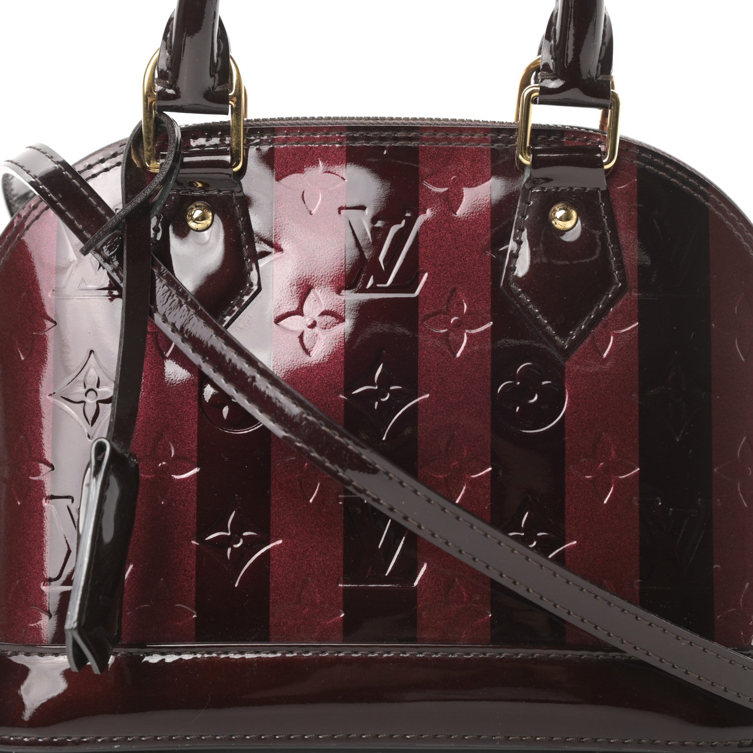 Louis Vuitton Vernis Rayures Alma BB Amarante 7 of 9