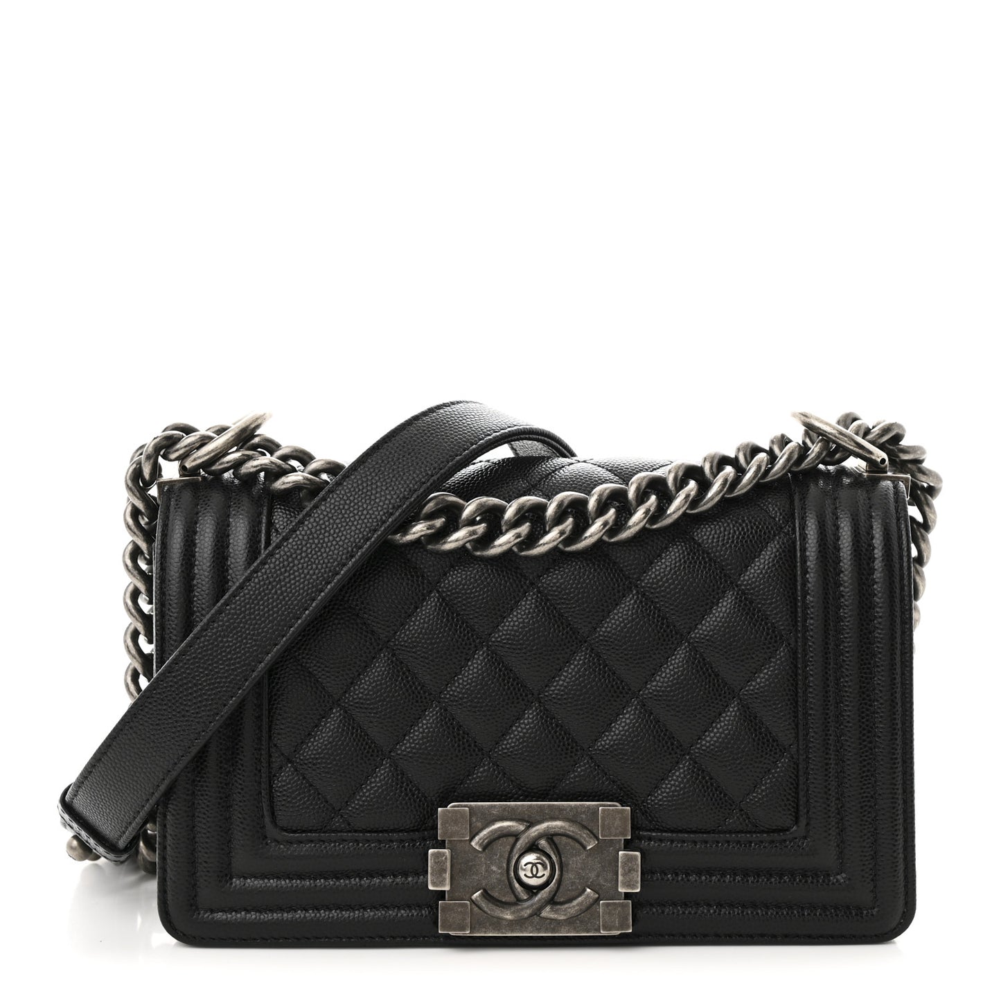 Caviar Quilted Small Boy Flap Black