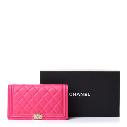 Chanel Lambskin Quilted Boy Yen Wallet Pink 9 of 9