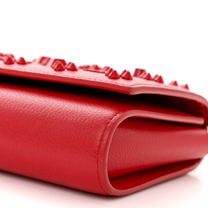 Christian Louboutin Calfskin Spikes Loubinthesky Paloma Clutch Red 10 of 12