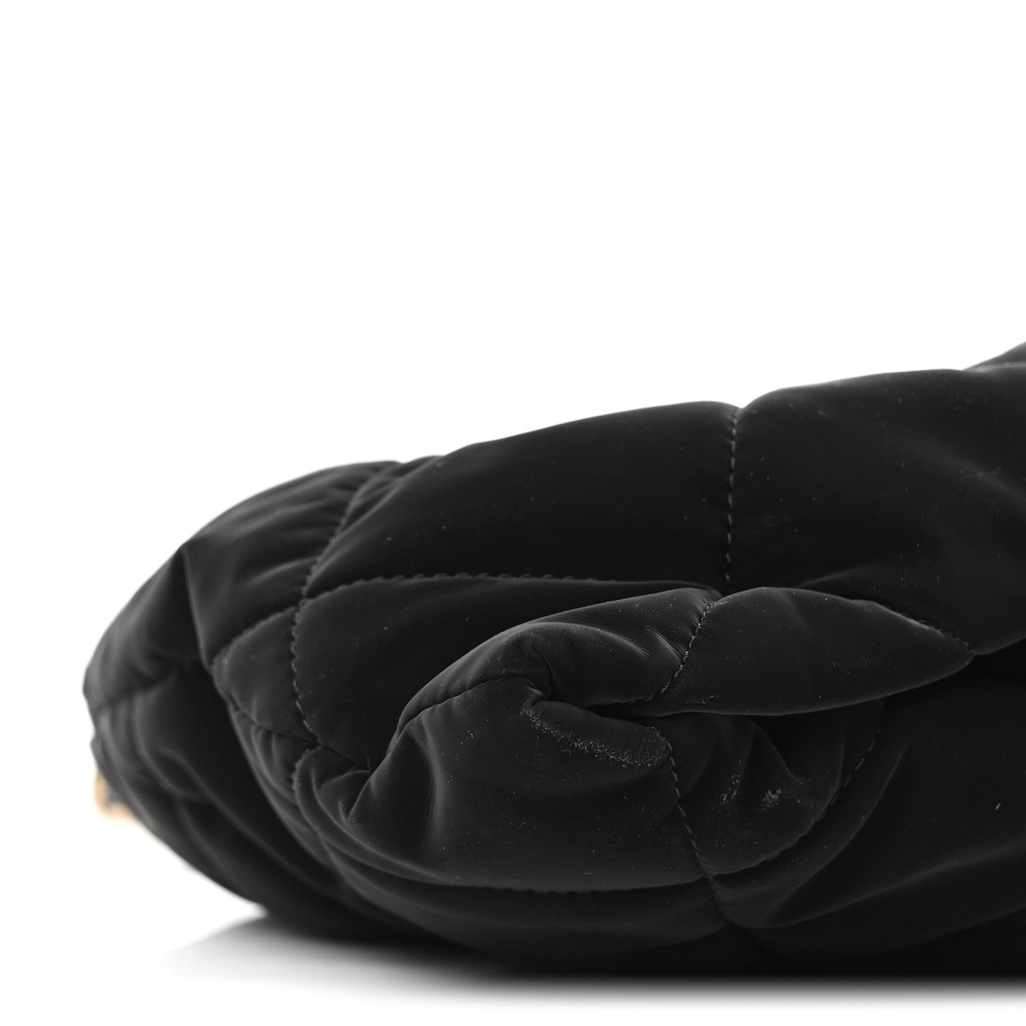 Velvet Effect Nylon Quilted Bow Bag Black