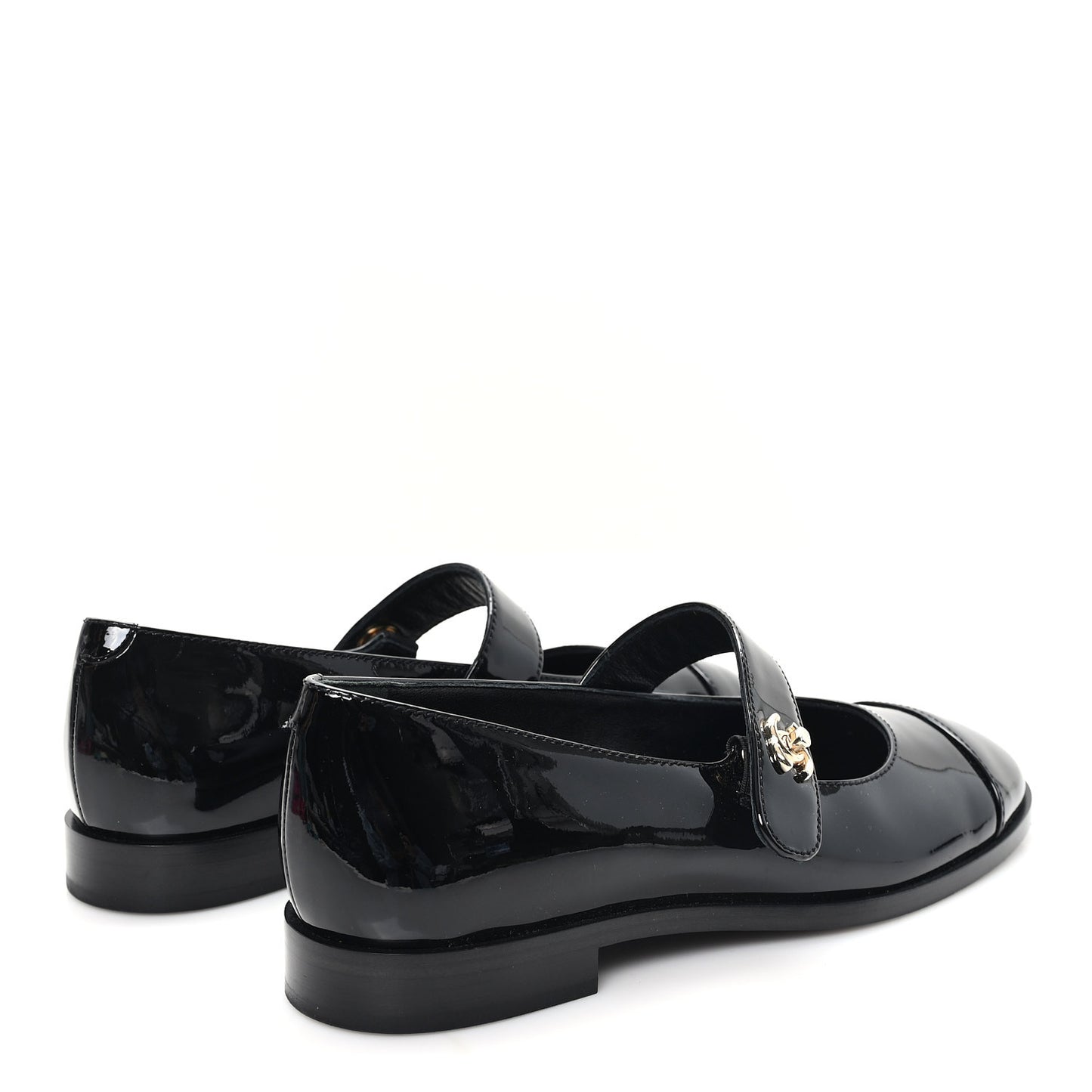Patent Calfskin Mary Janes Flats 35.5 Black