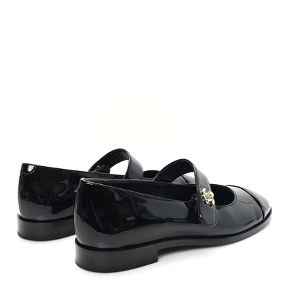 Chanel Patent Calfskin Mary Janes Flats 35.5 Black 5 of 10