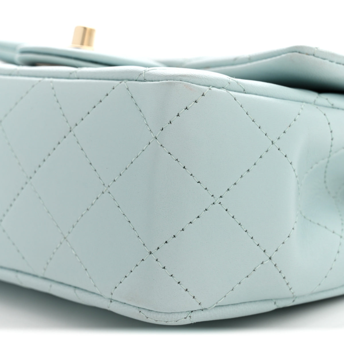 Chanel Lambskin Quilted Mini Top Handle Rectangular Flap Light Blue 10 of 11