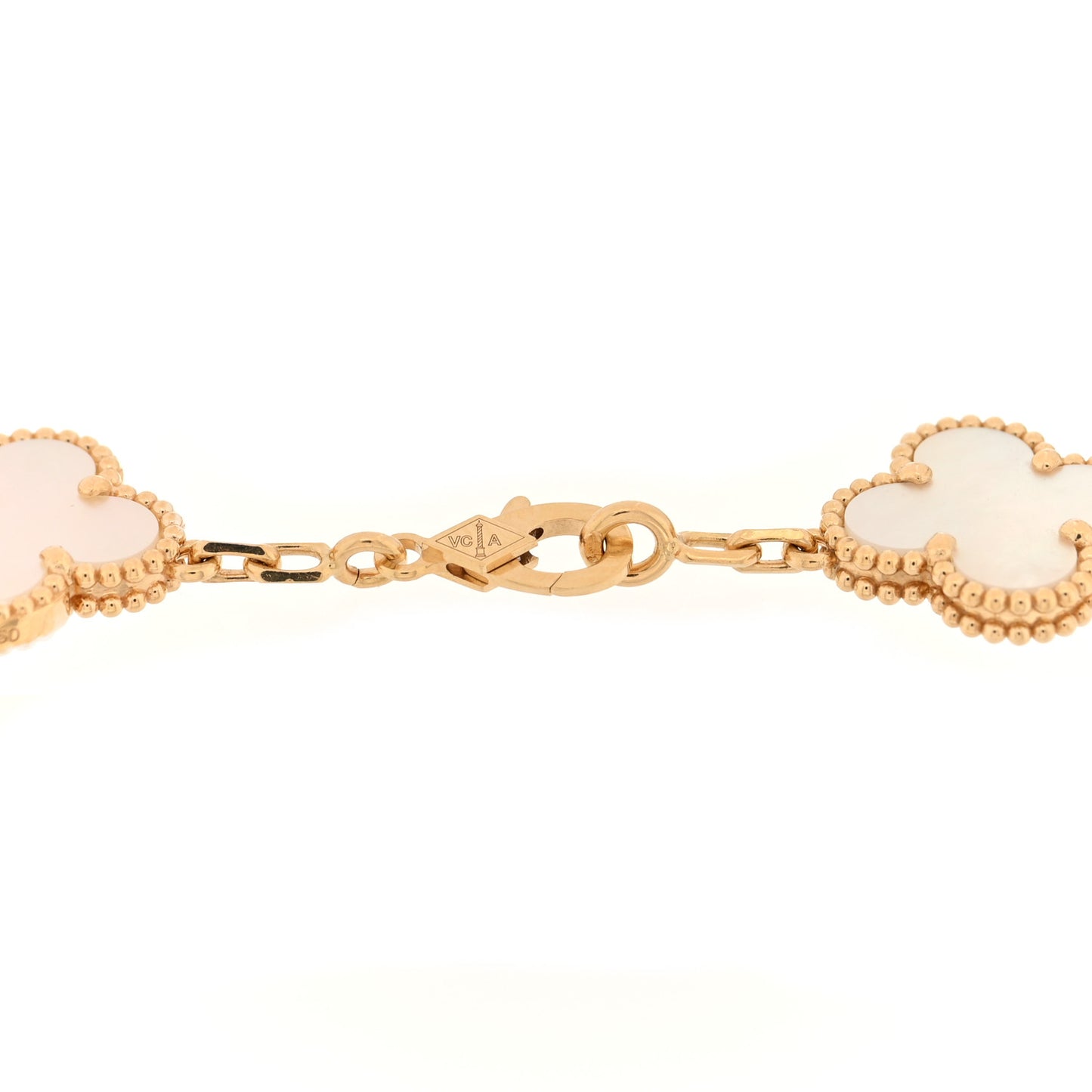 18K Yellow Gold Mother of Pearl 5 Motifs Vintage Alhambra Bracelet