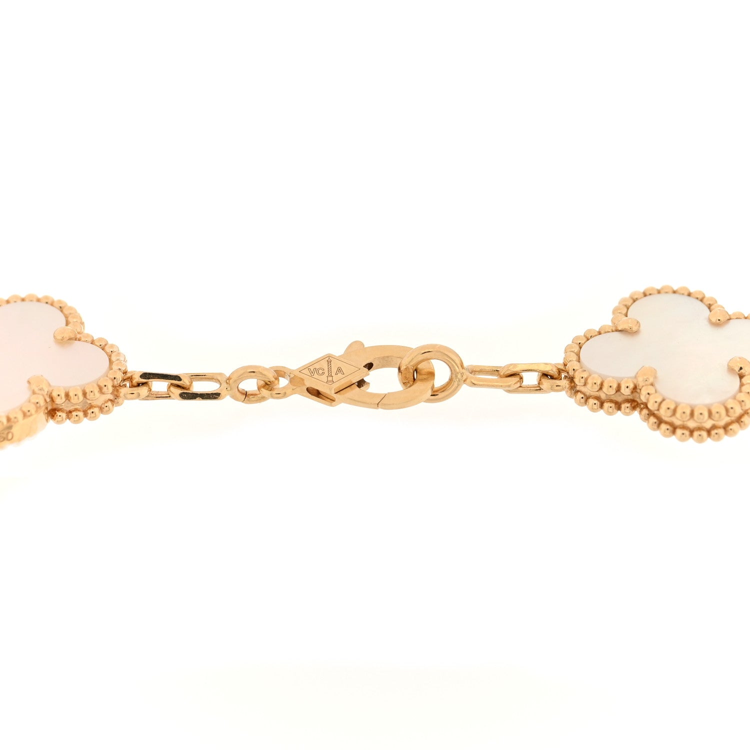 Van Cleef & Arpels 18K Yellow Gold Mother of Pearl 5 Motifs Vintage Alhambra Bracelet 3 of 4